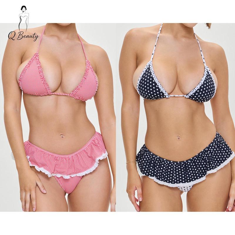 Women's 2 Piece Bikini Set Fashion Halter Neck Skirt Swimsuits Summer Two Piece Bathing Suit
