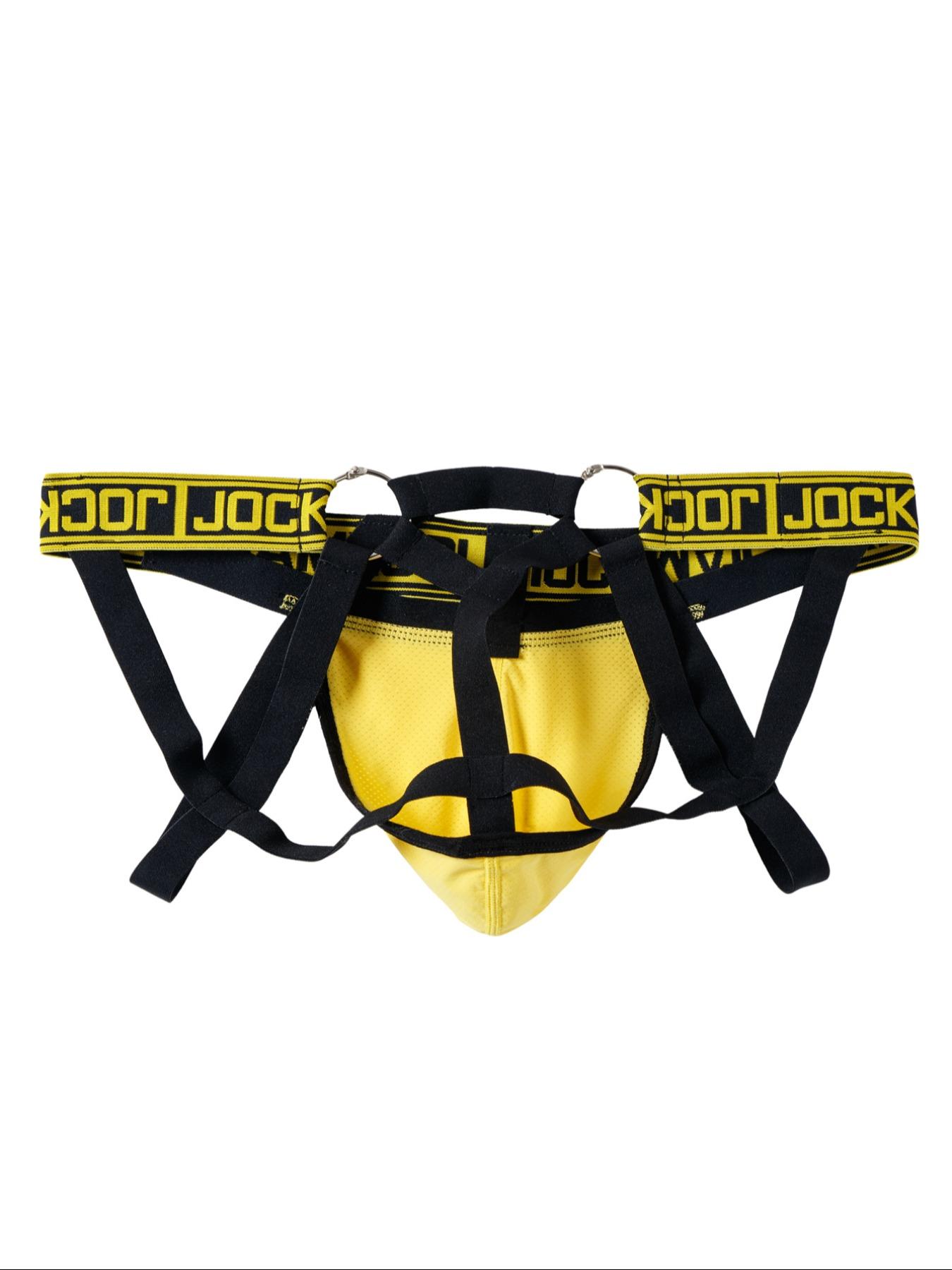 Lgbtq+ Men's Criss Cross Letter Tape Jockstrap, Breathable Ring Linked Sexy Waist Band for Daily Wear, Men's Underwear, Soft Stretch Briefs, Athletic Summer Wear, Elasticity Design Underwear, Activewear, Gym Jockstrap Underwear