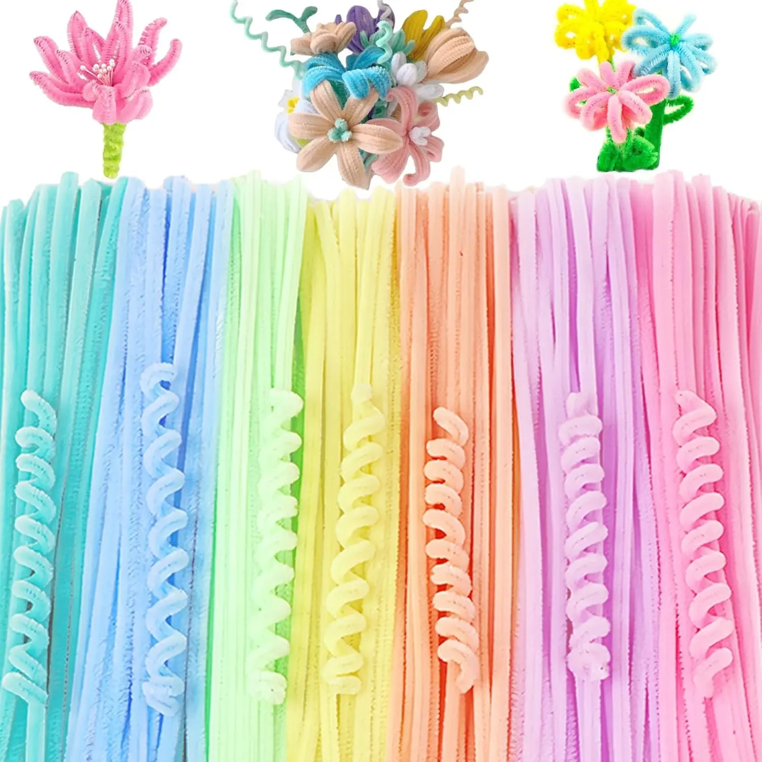 100 PCS 12 Inch Thick Chenille Craft Pipe Cleaners for DIY Creative Craft Projects, Arts Crafts, Festive Days Decoration, Macaron-Color