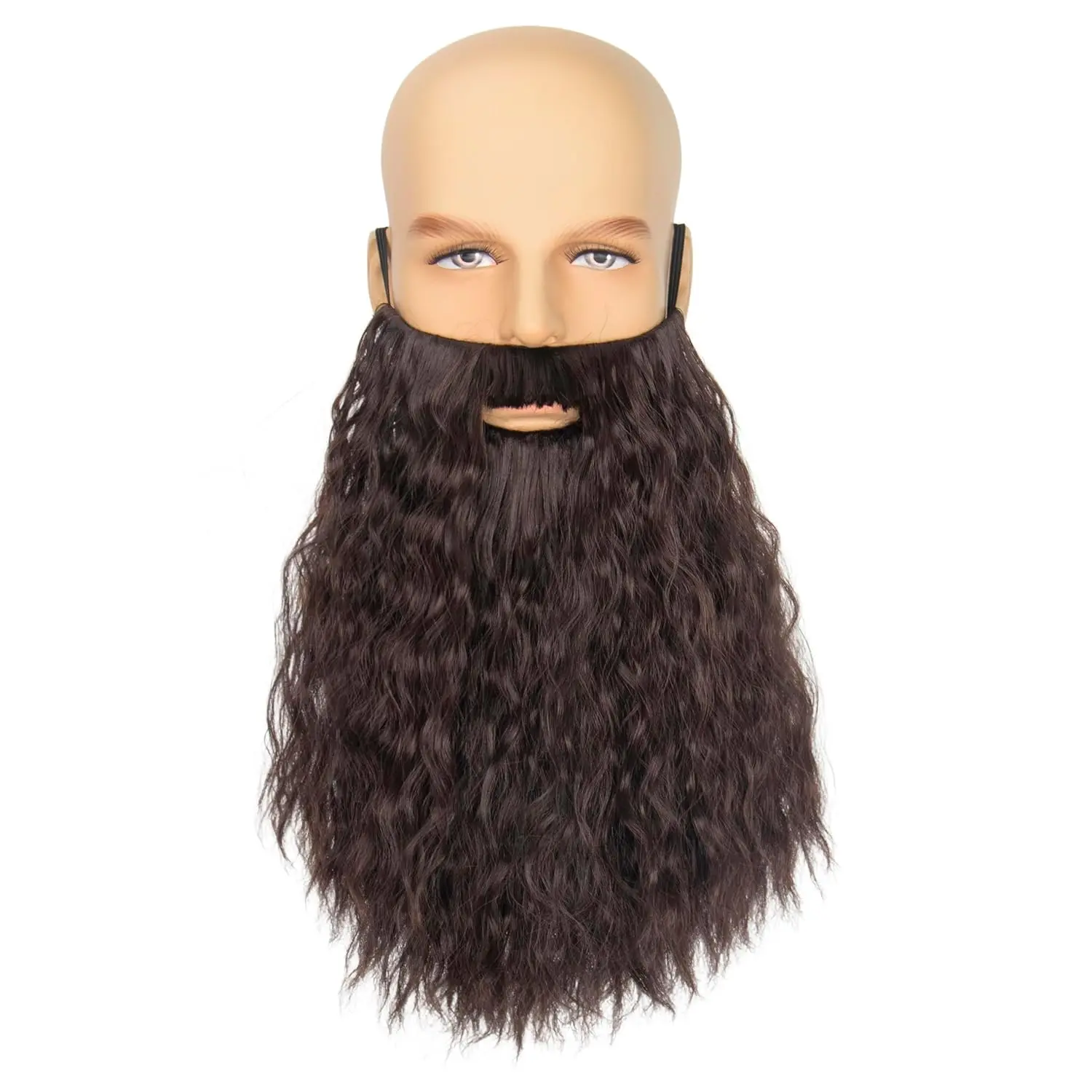 Men Long Curly Brown  Beard Adult Novelty Costume Facial Hair  Party Mustache