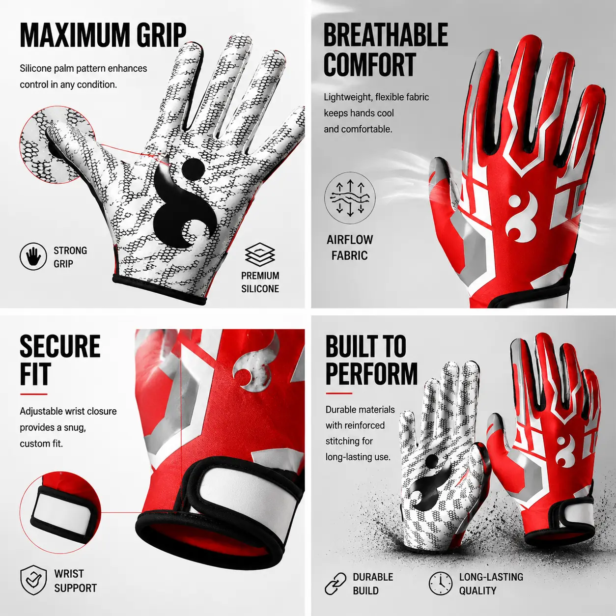 Performance-Optimized Unisex Baseball and Softball Training Gloves with Enhanced Grip, Breathable Mesh Panels, Durable Synthetic Leather Construction, and Ergonomic Fit for Youth and Adult Players