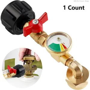 Propane Refill Adapter with Valve and Gauge, Gas Cylinder Filling Connector with Glow in the Dark Meter, Ball Valve Gas Tank Gas Connector, for Outdoor, Men Gifts, Tools & Hardware, Heavy Duty, Mini GadgetsAB14Veloura Home
