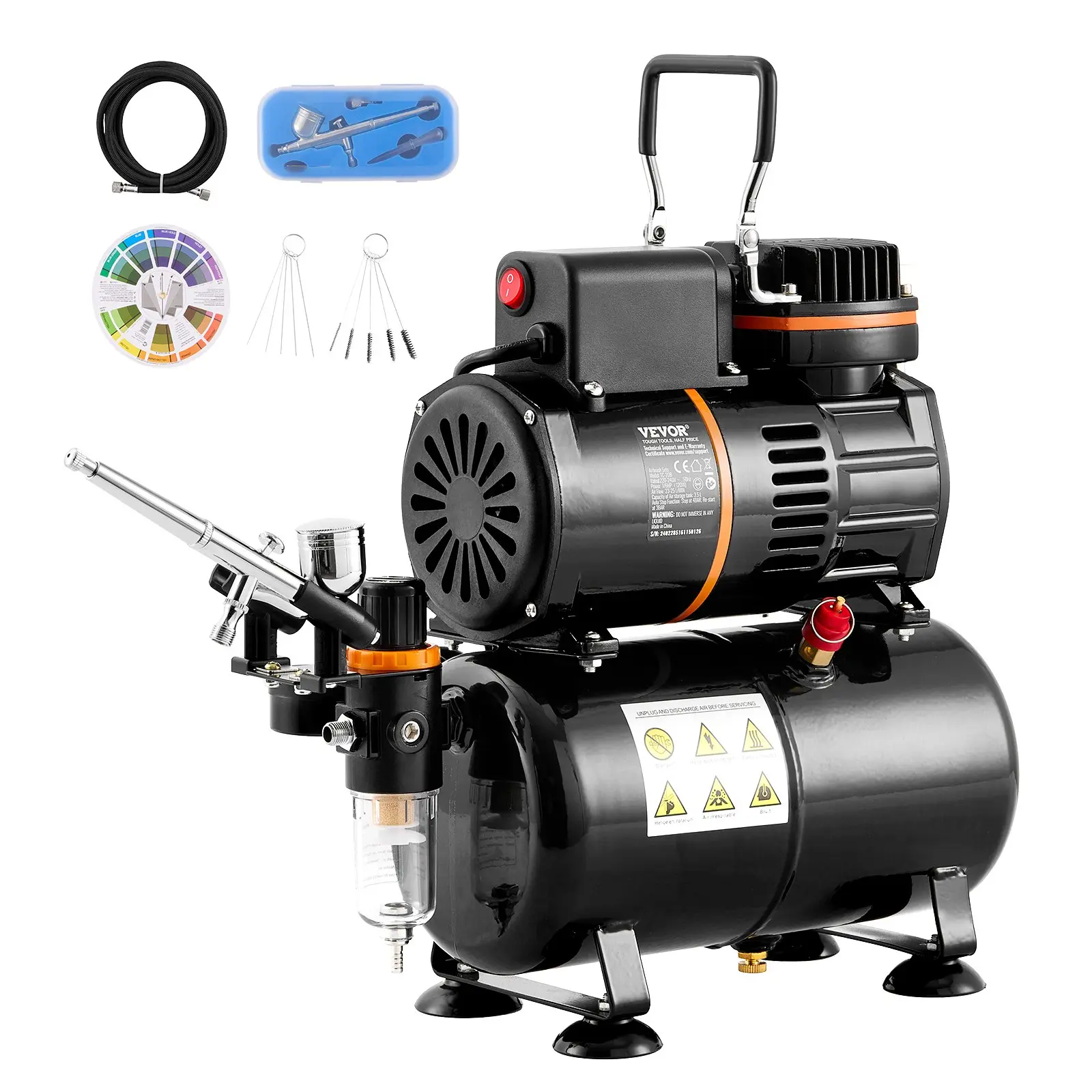 【DealsForYouDays】VEVOR Airbrush Kit, Dual Fan Air Tank Compressor System Kit with 3.5L Air Storage Tank, Air Brush Set with 0.3 mm Tip Airbrush, Holder, Color Mixing Wheel, Cleaning Brush Set, Art Nail Cookie Tattoo