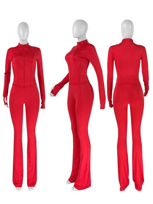 Fall Women Clothes Two Piece Flared Pants Tracksuits Set Casual Gym Active Wear 2 Piece Set Lounge Womens Matching Sets Womenswear Comfort