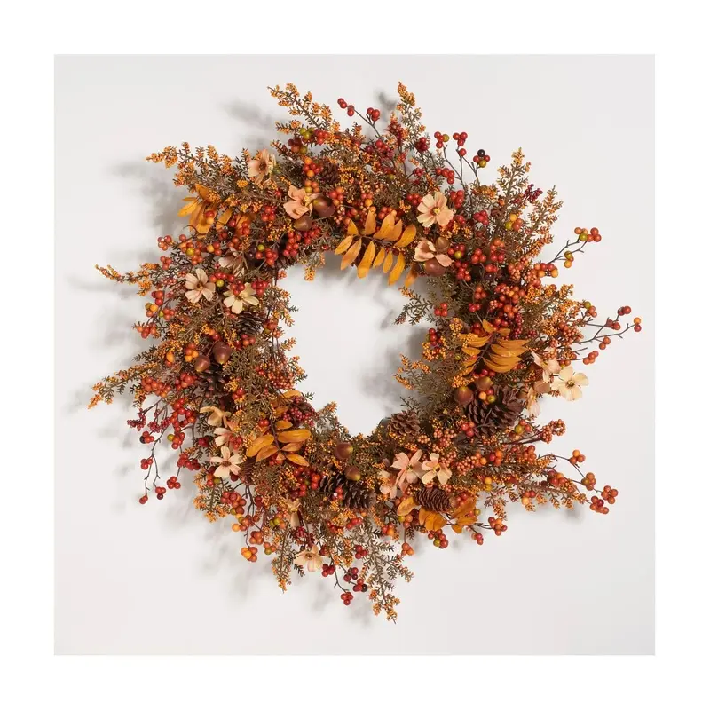 Faux 31" Berry & Coreopsis Wreath