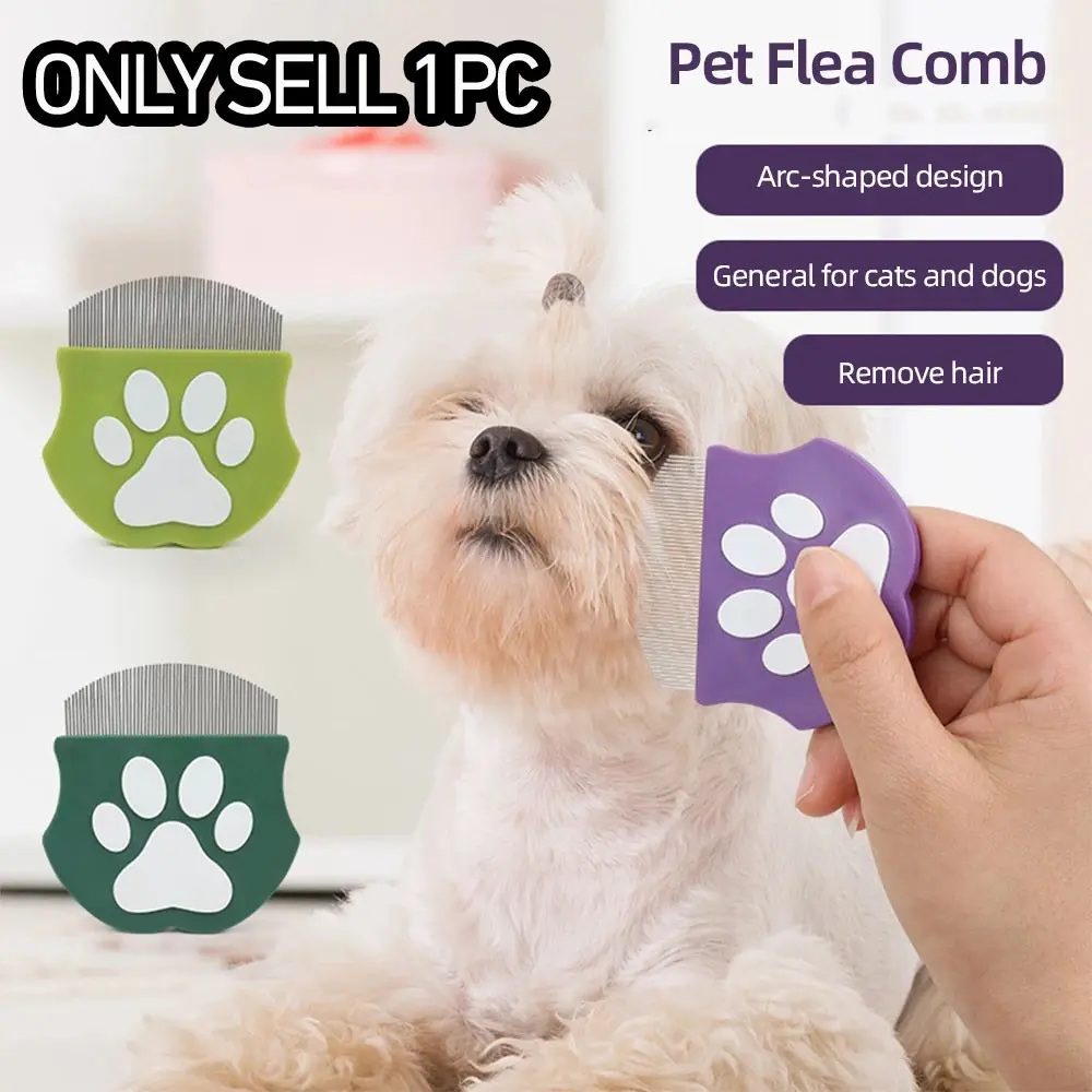 Pet Lice Comb for Cats and Dogs, Curved Design Fits Facial and Body Curves, Mini Pet Hair Grooming Tool, Flea Comb for Pets