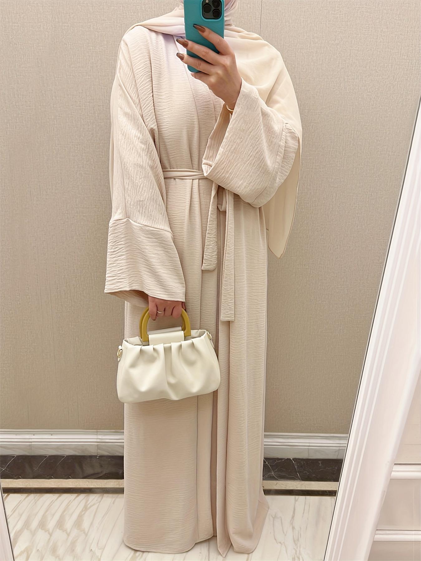 Muslim Lady 2pcs Abaya Set Eid Abaya Inner+open Abaya With Pocket