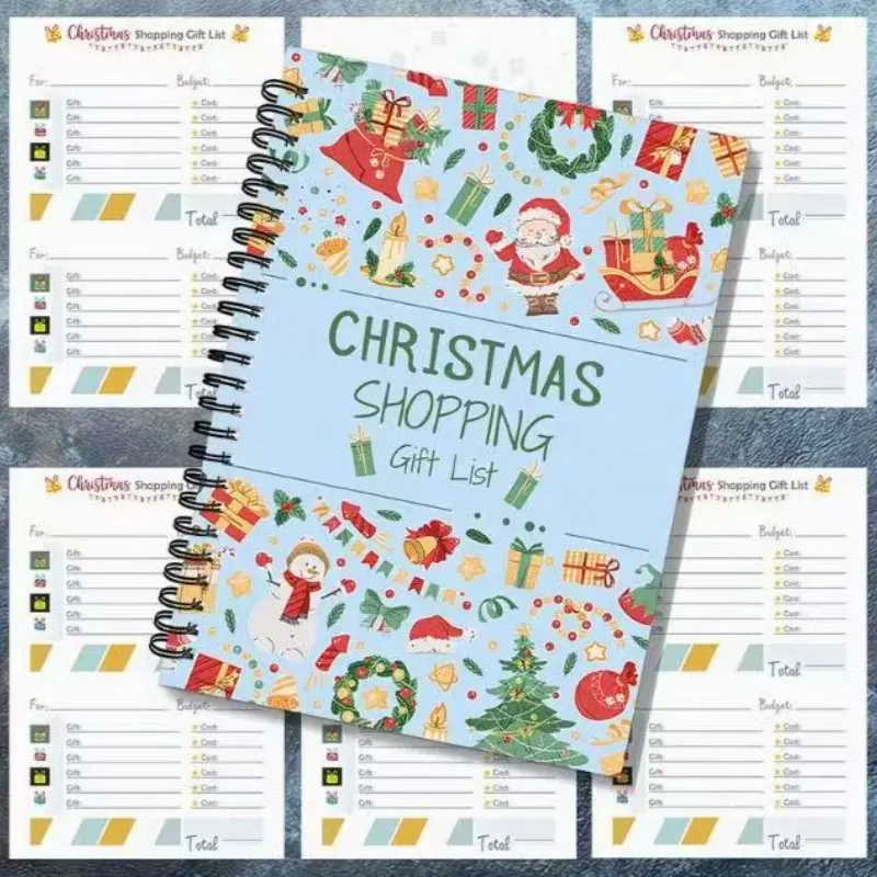 Christmas Gift List Notebook, Lightweight Portable Planner, Metal Wire Binding, Lay Flat Writing, Easy Budget Control