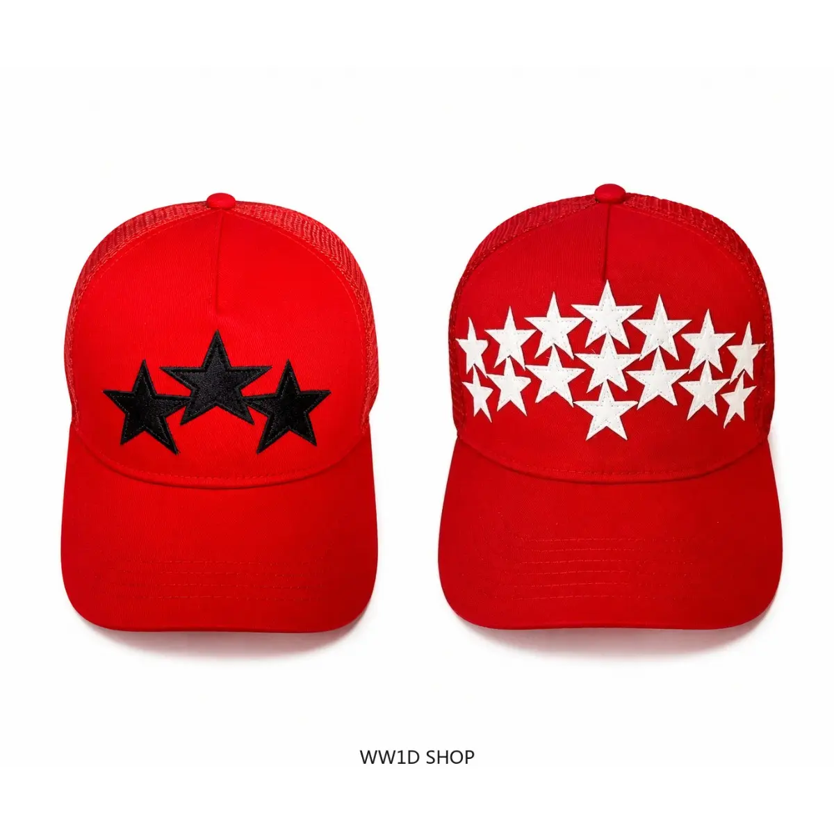 Red Star Embroidered Trucker Baseball Cap For Men And Women, Two Tone Graphic Streetwear Hat With Adjustable Mesh Back For Daily Wear Outdoor Travel And Casual Fashion Style