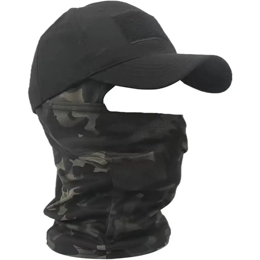 Camouflage Cap and Mask Set, Balaclava Face Mask,Thickened Dome Breathable Quick-Dry Skull Cap with Seamless Edge