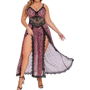 Goddess wardrobe Alrovetoney Plus Size Lingerie For Women Babydoll Sexy Mesh Maxi Nightdress Exotic Sleepwear Side Slits