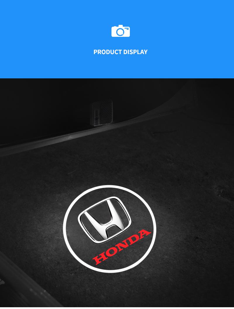 2Pcs HD Led Car Door Welcome Light Laser Projector Courtesy Lamp for Honda Civic 10th 11th Gen Hrv Jazz City Fit Accord 7 Crv