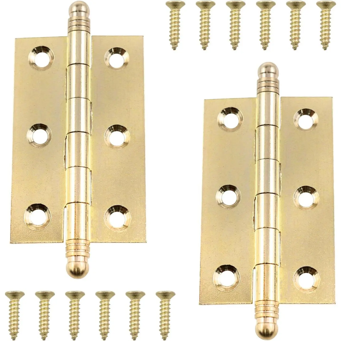 Lovelysp 2 count  2.5 Inch Brass Door  Hinges with Screws | Polished  Hinge for Furniture, Cabinets, and Boxes