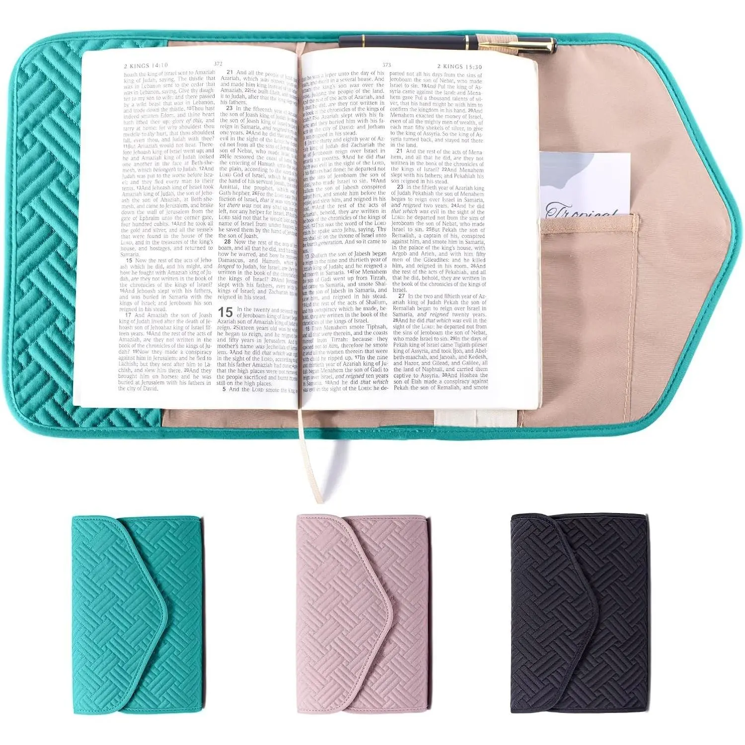 Reusable Book Cover with Magnet Closure - Adjustable Book Sleeve for Book Lovers Gift - Book Protector for Paperback -Book Covers for Hardcover - Book Pouch - Book Carrier Teal AM491