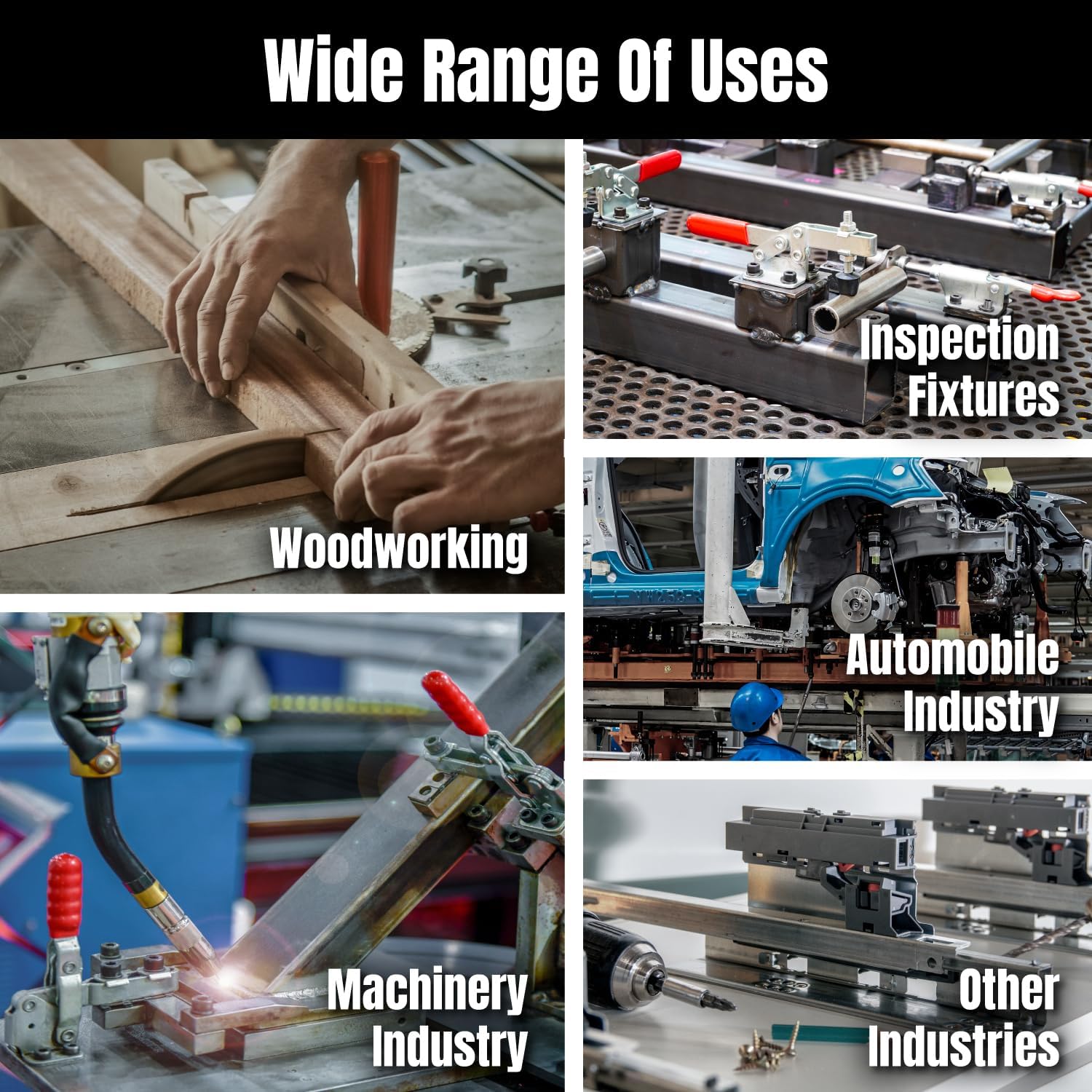 2pcs Adjustable Toggle Clamp,Push Pull Toggle Clamp,HoldingCapacity 400Lbs,30mm Plunger Stroke,Quick Release Pull Latch Clamp for Woodworking Welding Fixed