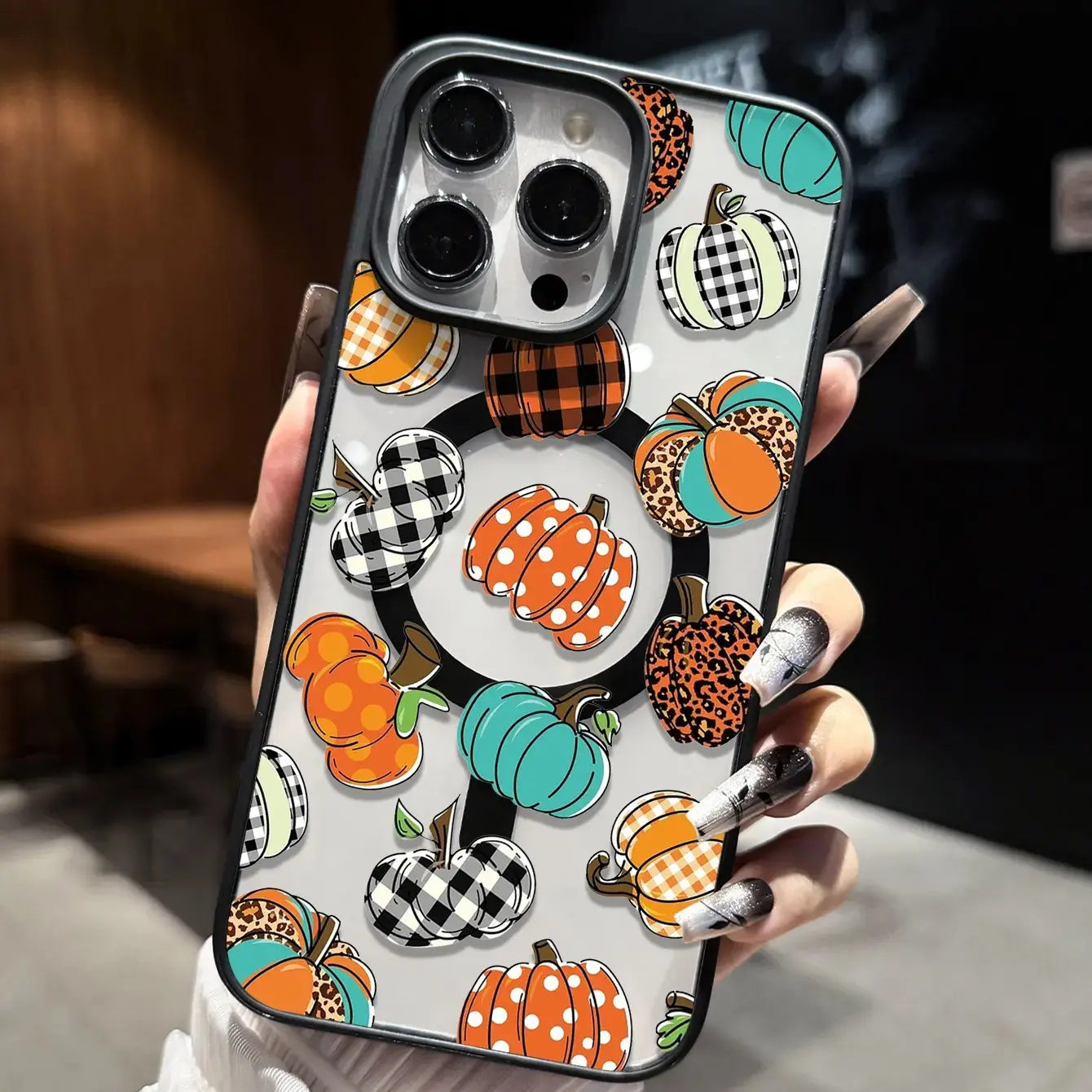 MagSafe Magnetic Pumpkin Printed Smartphone Case - TPU Shell, Shockproof Anti-Drop Cover with Protection for Magnetic Charging, Autumn Thanksgiving Gift for iPhone 11-18,X,XS Max,Plus,Pro,ProMax,Air & Samsung