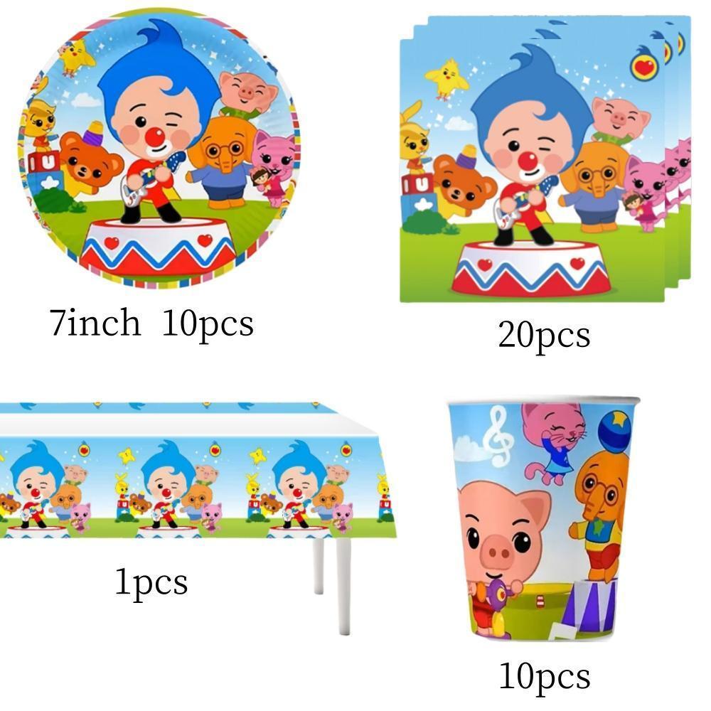Plim Clown Party Decorations Theme Party Tableware Plate Cup Napkin Tablecloth Baby Shower Boys Kids Birthday Party Supplies
