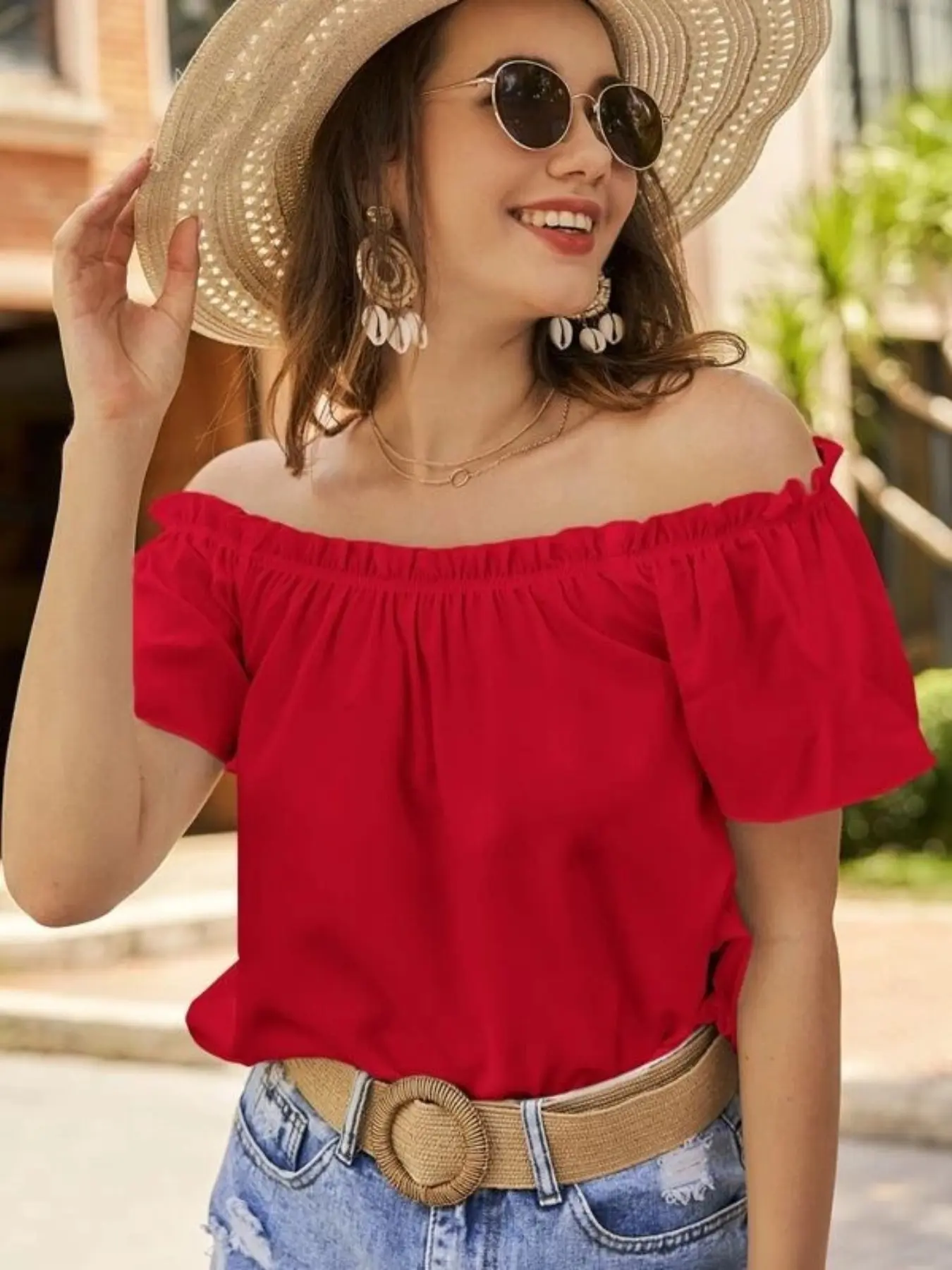 Elegant Ruffled One-Shoulder Top for Summer 2026, New Arrival Fashionable Sleeveless Blouse, Perfect for Casual & Semi-Formal Occasions