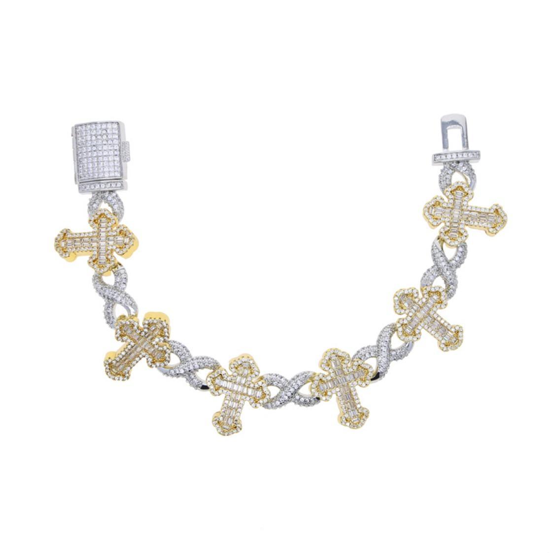 Iced Out Cross Infinity Link Bracelet Moissanite Diamond Hip Hop Jewelry for Men Women, Cuban Chain Micro Pave Bling Bracelet in Gold Silver Rose Gold, Luxury Statement Rapper Style Unisex Wrist Chain Gift for Party Anniversary Birthday Iced Out Cross Infinity Link Bracelet Moissanite Diamond Hip Hop Jewelry for Men Women, Cuban Chain Micro Pave Bling Bracelet in Gold Silver Rose Gold, Luxury Statement Rapper Style Unisex Wrist Chain Gift for Party Anniversary Birthday
