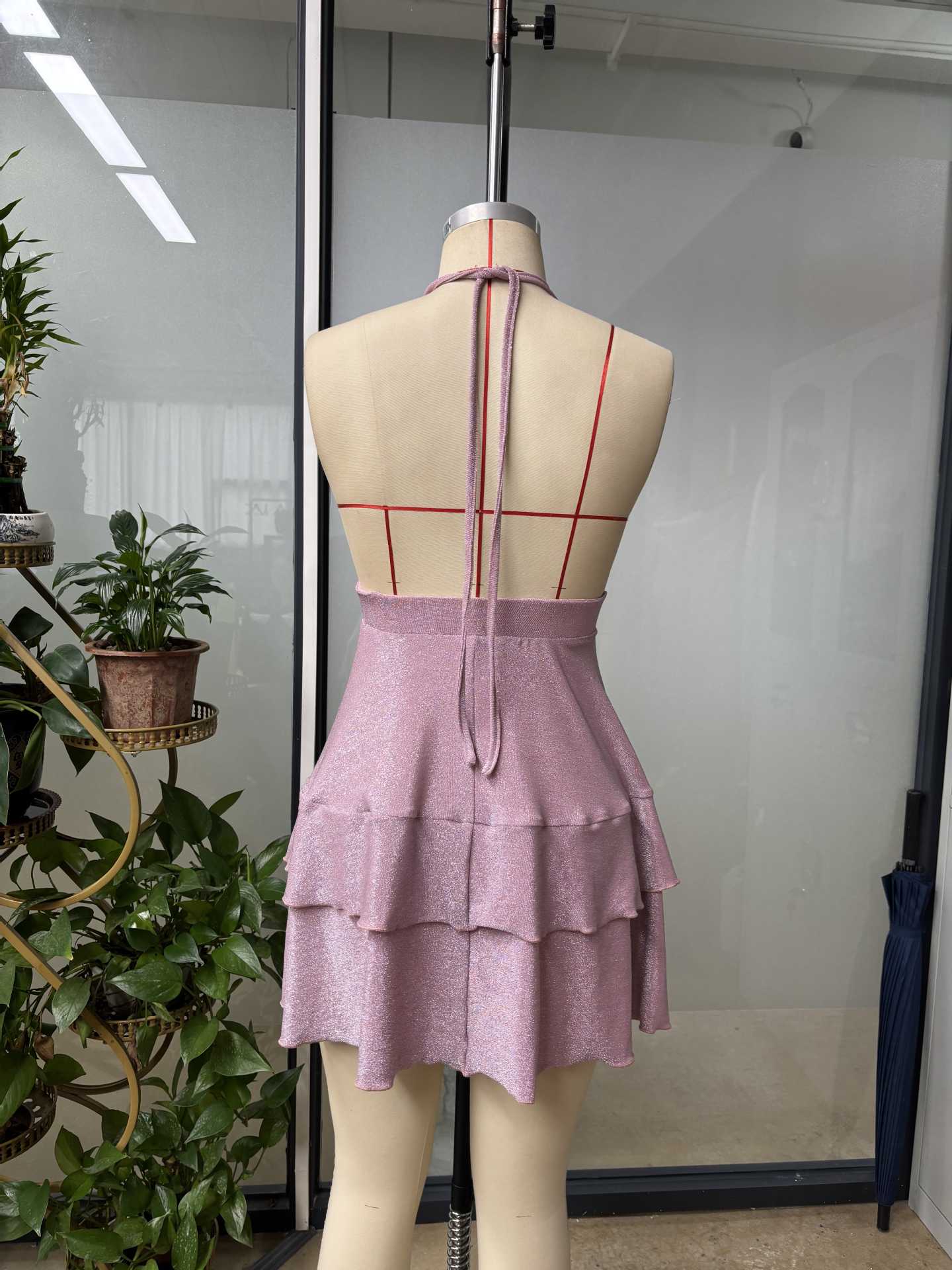 Women's Slim-Fit Evening Dress with Deep V-Neck, Sexy Style