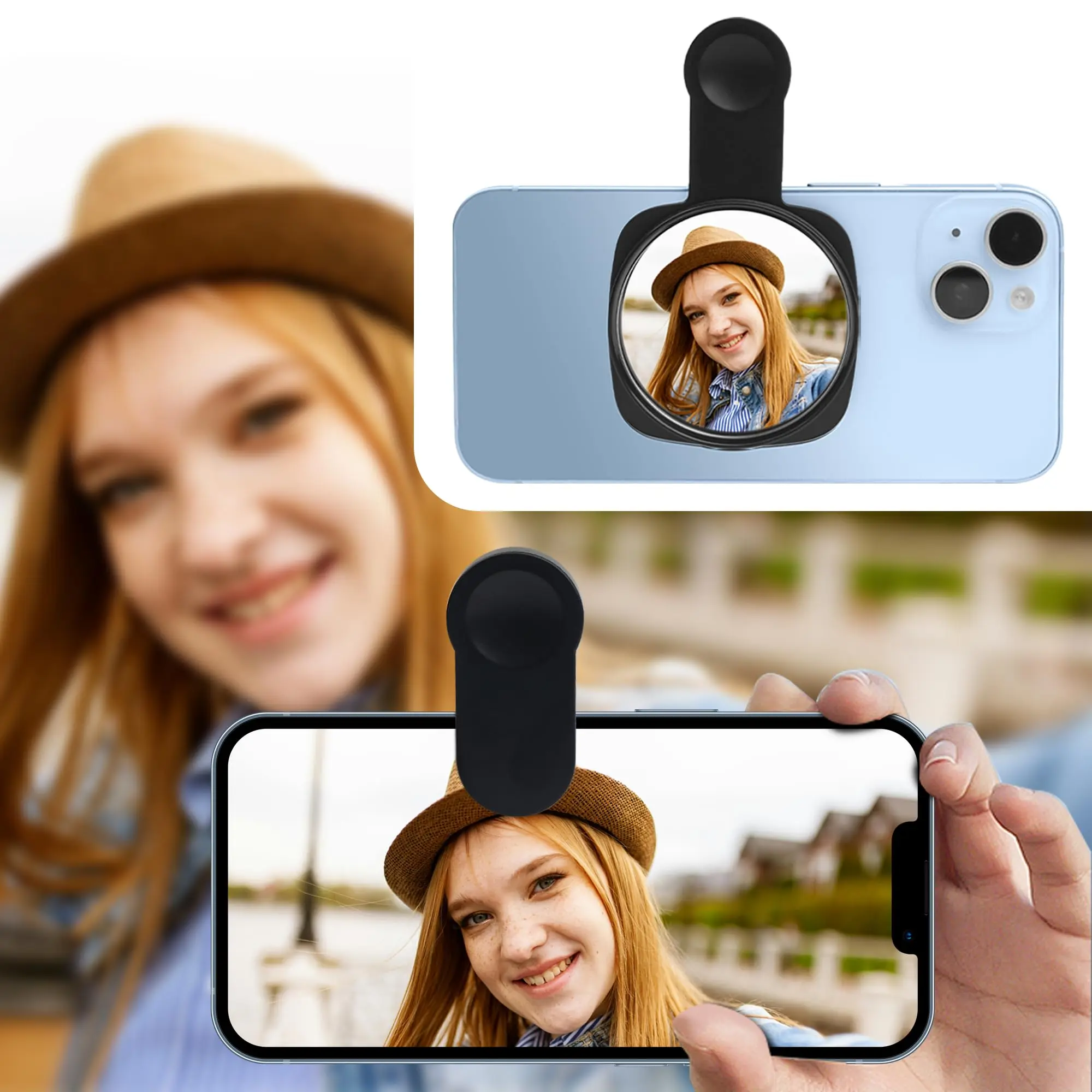 Selfie Mirror Clip, Rear Camera Selfie Mirror for Mobile Phones, Universal Smartphone Camera Accessory, Selfie Accessories, Cellphone Accessories