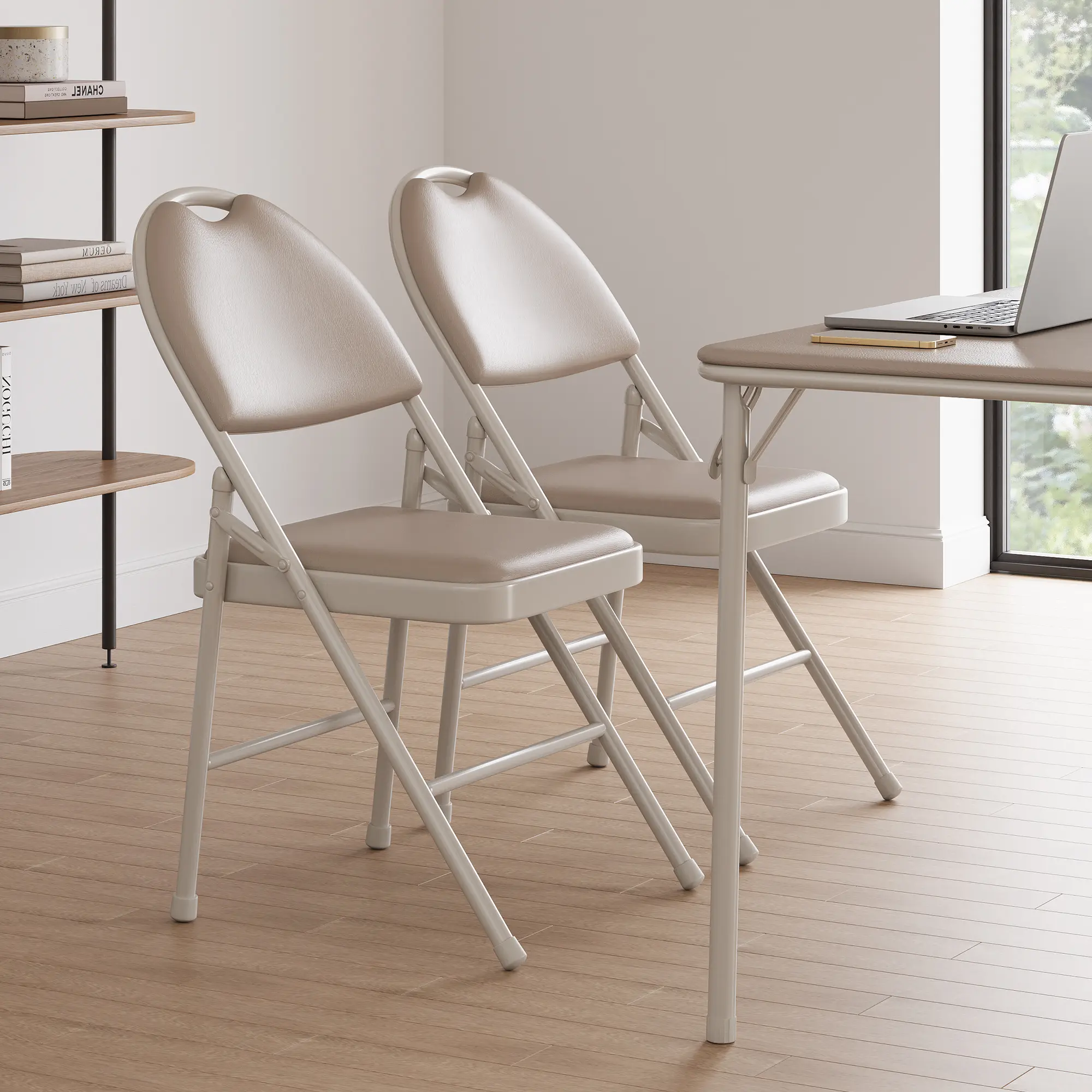 2 Pack Padded PU Leather Folding Chairs, High Back Soft Cushioned Foldable Chairs with Heavy Duty Metal Frame, Portable Foldable Seat for Dining Party Office Use