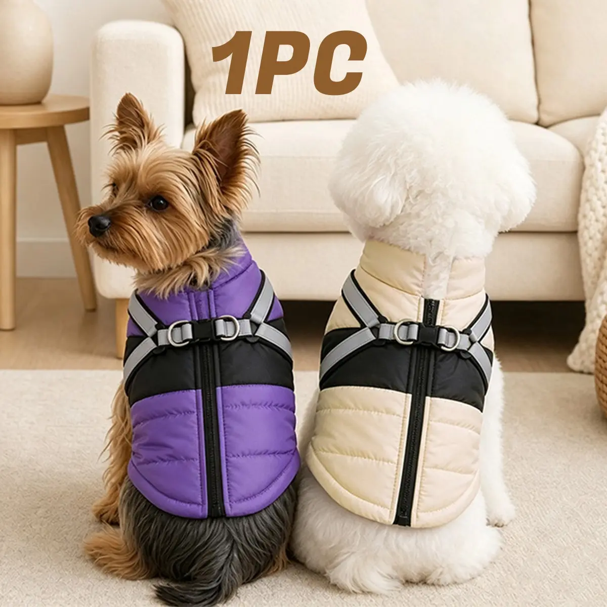 Autumn Winter Pet Vest, Reflective Harness Coat, Windproof Dog Jacket, Thick Warm Vest for Small Dogs Cats, Outdoor Cold Weather Pet Clothing