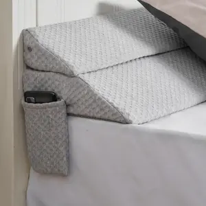 VEVOR Bed Wedge Pillow for Headboard, King Size, 72x10x6 Bed Gap Filler, Fill 0 - 7 Gap Between Headboard and Mattress, 25D Foam Mattress Wedge Headboard Pillow with Side Pocket, for Backrest, Gray