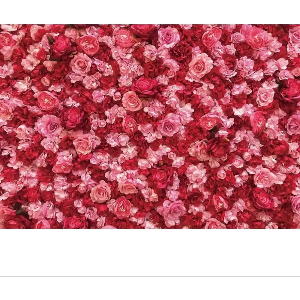 8x6ft Pink Red Rose Backdrop Flower Wall Wedding Photography Background Mother's Day Valentines Bridal Shower Girls Birthday Ceremony Party Decor Banner Floral Photo Studio Booth Props