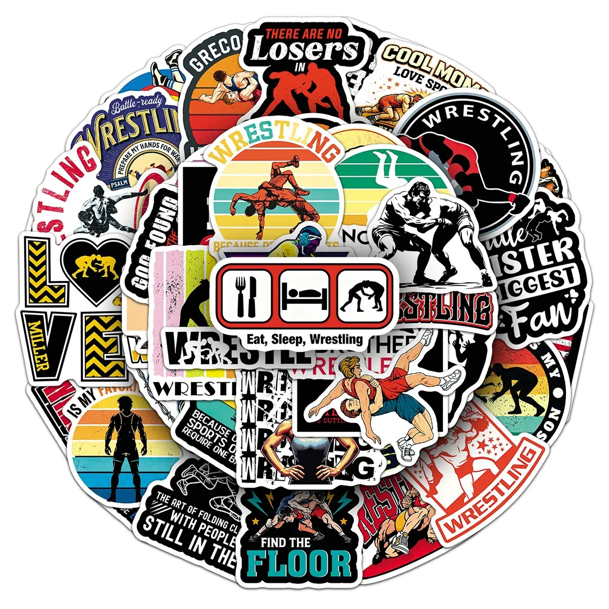100sheets two sets of repetition passionate wrestling freestyle wrestling cartoon stickers Sports creative diy stickers