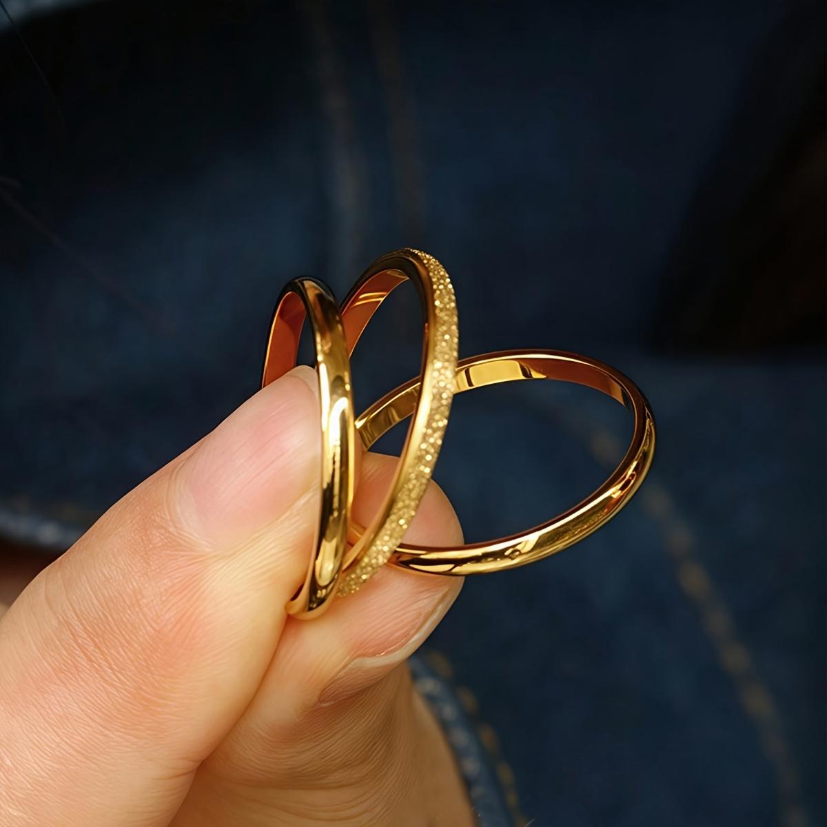 3PC Stacking Women's Rings, Elegant Minimalist Band Rings for Gifting, Weddings & Daily, Durable & Tarnish-Free,Mother's Day Valentine's Day