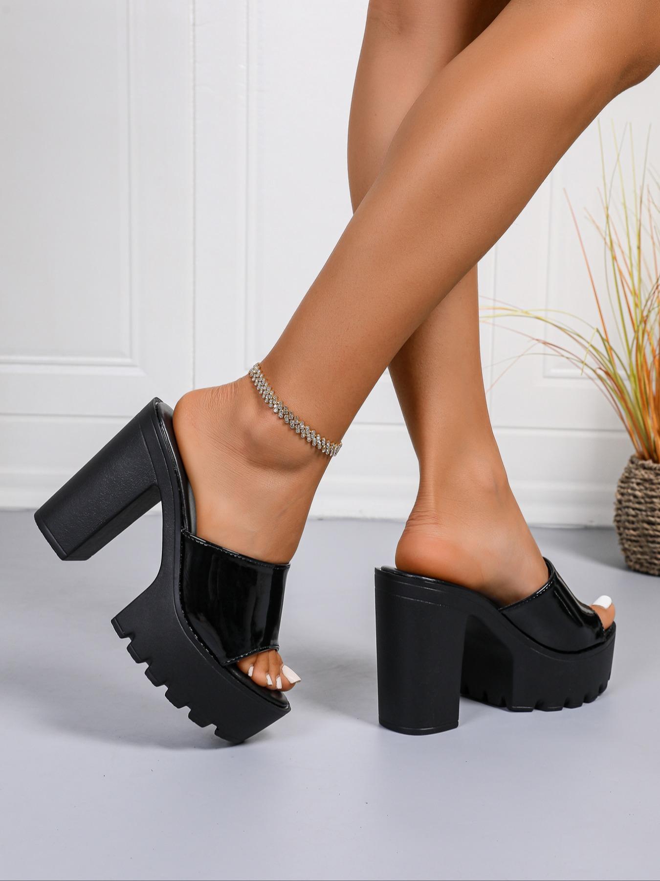 Women's Fashionable Elegant Solid Color Platform Chunky Sandals, Casual Comfortable Heeled Sandals for Summer, Female All-match Shoes for Daily Wear, Girl