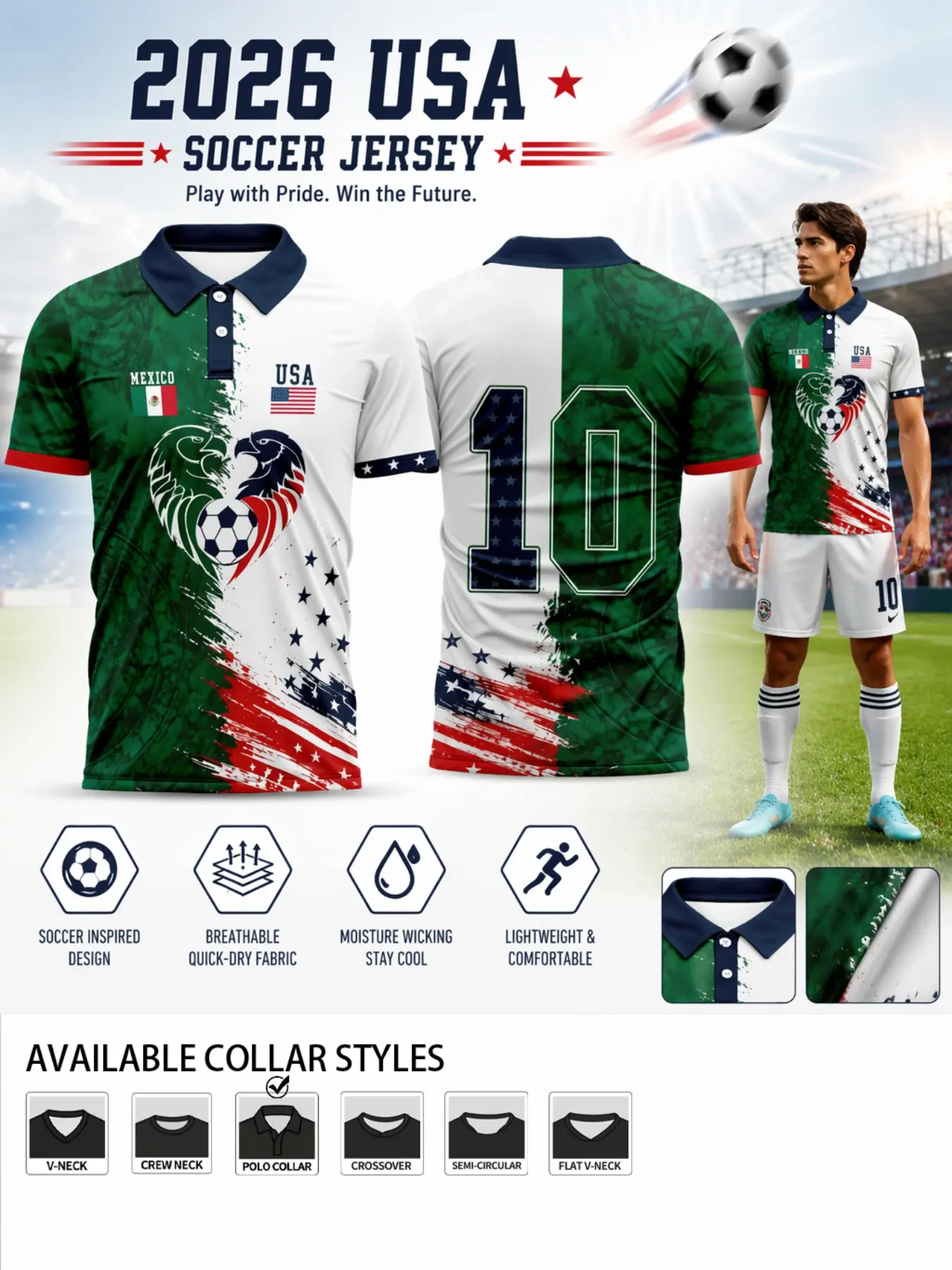 2026 Usmnt Heart Jersey, Split Design Brushstroke, Quick-Dry Moisture-Wicking, Four-Way Stretch, Lightweight Breathable Training Tee