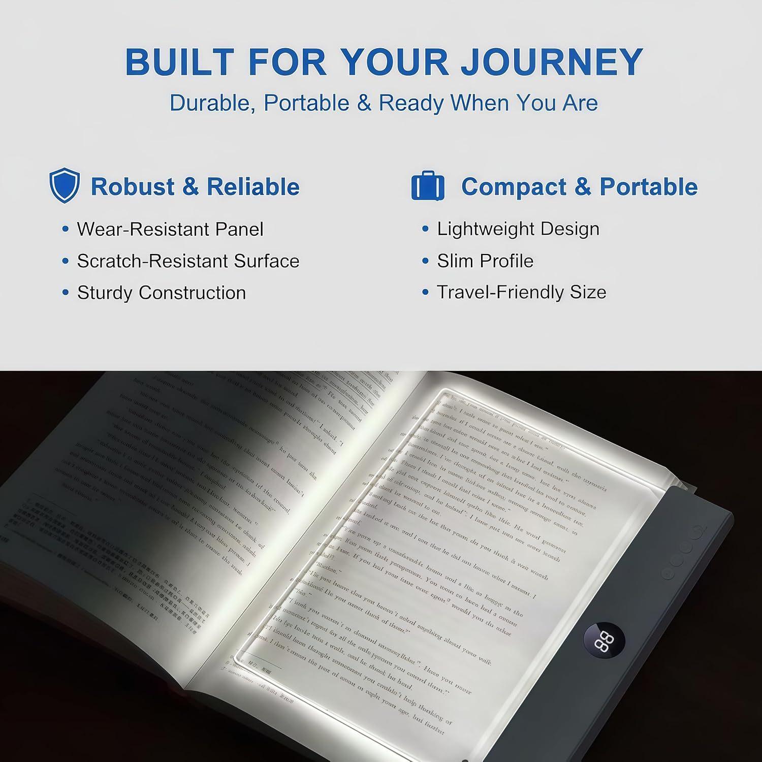 2026 New FlatBook Light, Portable Rechargeable Reading Light with Timer, Dimmable LED Desk Lamp for Book Lovers