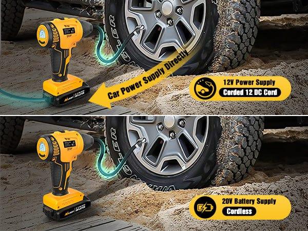 Nilight Automotive Tire Inflator - 20V Rechargeable Cordless Tire Pump, 150PSI Digital LCD Gauge with Auto Shut-Off, DC 12V Adapter Dual Power Car Repair Tool, PSI/Bar/KPA Swap for Cars, SUVs (0-35PSI Range) Nilight Automotive Tire Inflator - 20V Rechargeable Cordless Tire Pump, 150PSI Digital LCD Gauge with Auto Shut-Off, DC 12V Adapter Dual Power Car Repair Tool, PSI/Bar/KPA Swap for Cars, SUVs (0-35PSI Range)