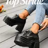 Women's Fashion Tie-Strap Platform Shoes, Comfortable Chunky Thick Sole Casual Shoes, Versatile Trendy Footwear for Daily Wear, Durable and Stylish Soled Shoes