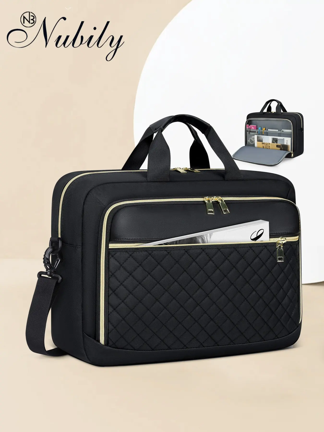 17.3 Inch Laptop Briefcase for Women Men, Waterproof Messenger Bag, Large Computer Shoulder Bag for Business, Office, Work & College Travel