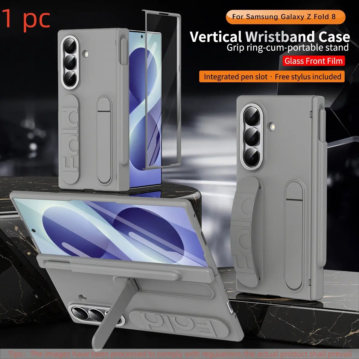 Anti-Slip Phone Case for Samsung Galaxy Z Fold8 Ultra/wide/7/6/5/4, Includes Tempered Glass, Stylus, Stand, Wrist Strap, Hinge Protection