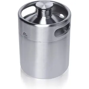 Pressurized 64 OZ 2L 304 Stainless Steel Mini Keg Growler with Seal Knob Cover for Home Kitchen Beer Brewing