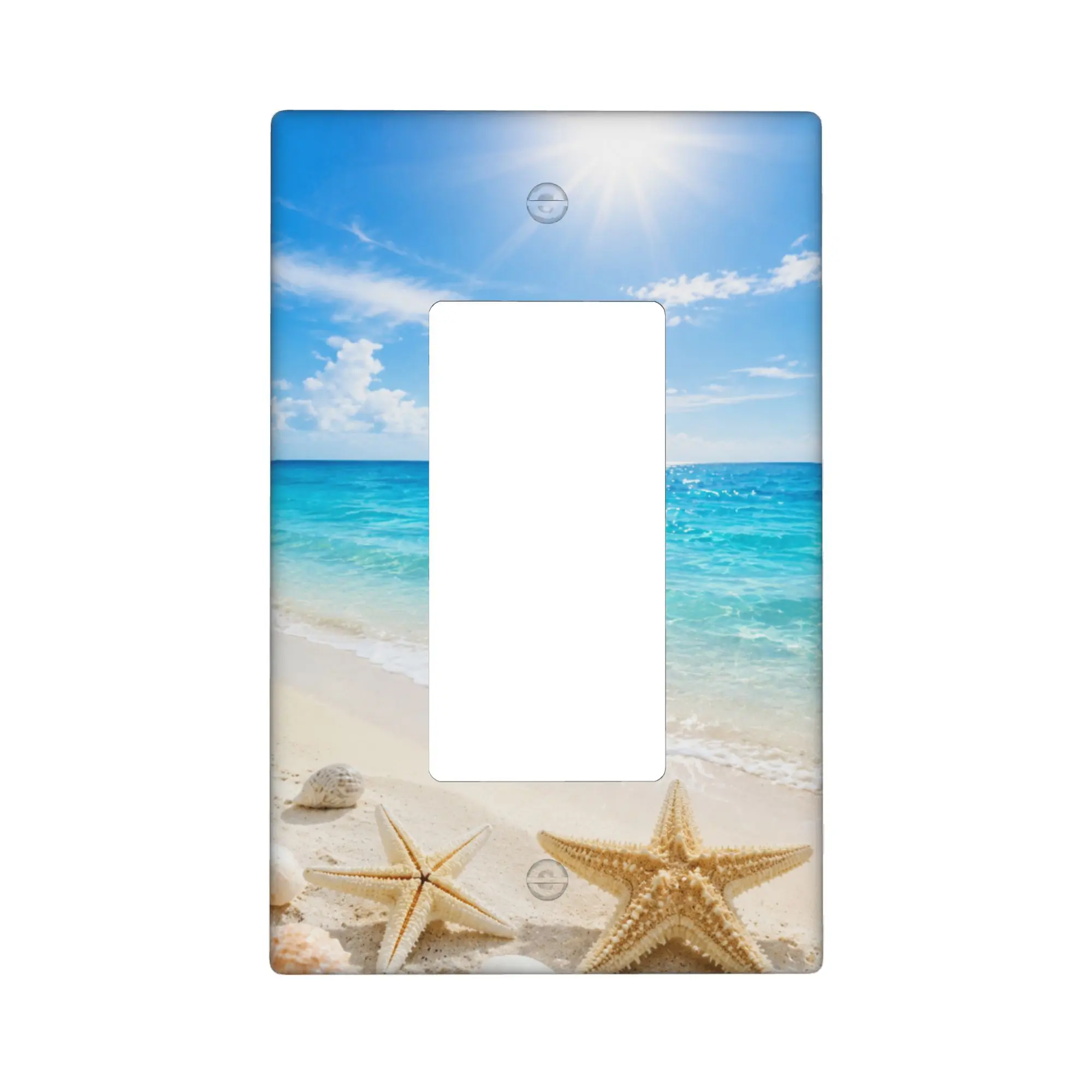 Beach Seashells Ocean Light Switch Cover Decorative Single Toggle 1 Gang Light Switch Cover Plate Polycarbonate Plastic Outlet Covers Bathroom Bedroom Kitchen Coastal Living Room Decor