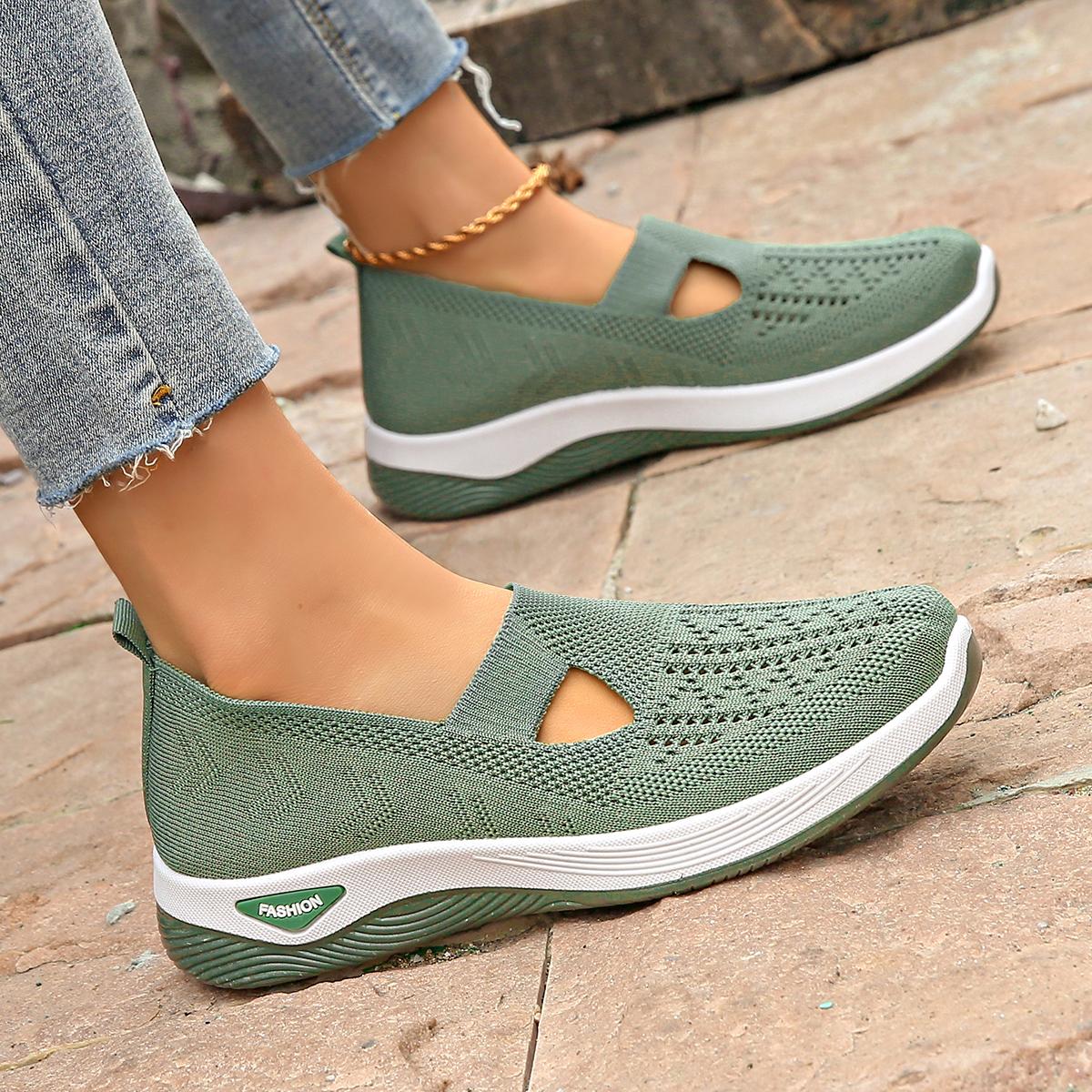 Women Breathable Knit Slip Ons Ultra Soft Sole Comfort Walking Shoes For All Day Wear Indoor And Outdoor