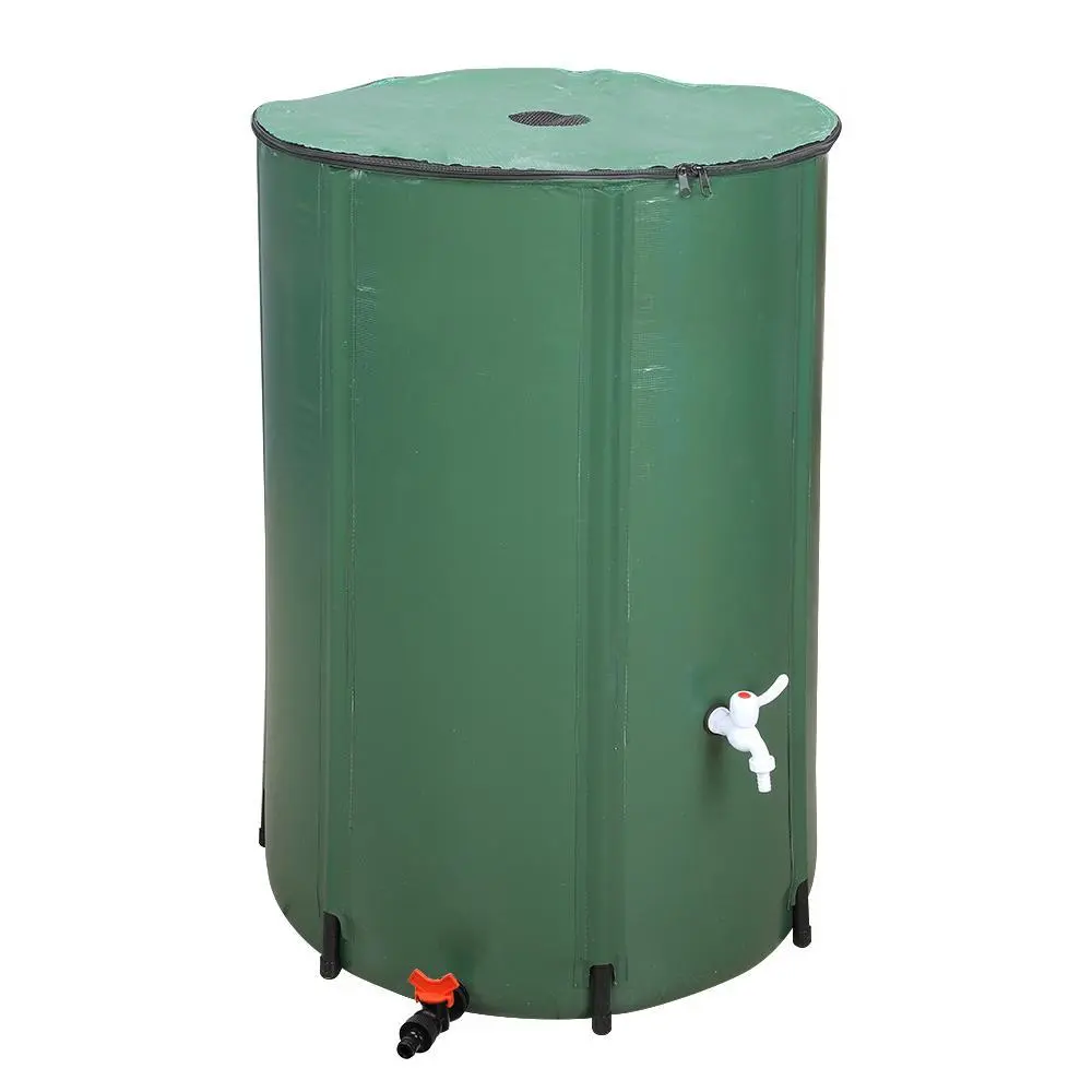 Karlhome 50/66/100/132/200 Gal Foldable Rain Barrel - Collapsible Rainwater Collection System with Downspout Filter, Spigot, Overflow Kit, Mold-Resistant Portable Water Storage Container, 1 X 3/4 Faucet