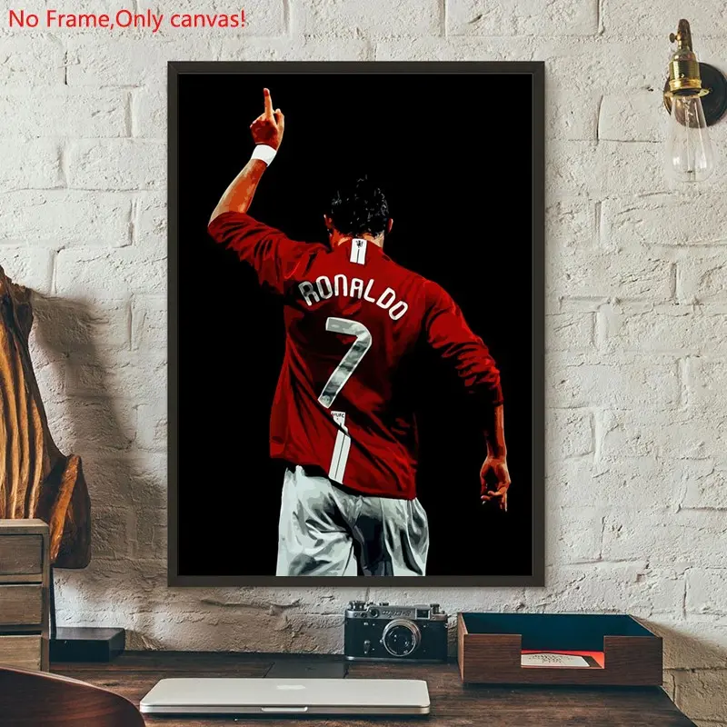 1 piece/set frameless canvas painting print poster, Classic Football player art, Cristiano Ronaldo Number 7 Celebration, a perfect gift for football loves, ideal gift for bedroom, living room, dorm hallway, kitchen, mural, wall decoration, room decor