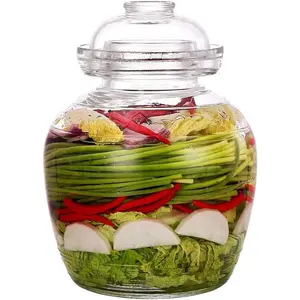 Glass Jar with Lid 2.5 Liter Fermentation Jar, Traditional Fermenting Crock Kit with Water Seal Airlock Lid, Pickle Jar for Pickles Kimchi, Sauerkraut, Wine Brewing, Kombucha