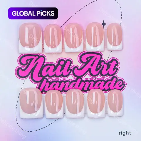 【Black Friday】Delicatething Y2K Style Nail Set, DIY Nail Art, Fake Nails, Decorative Nails, Handmade Wearable Nails, Handmade French Design, French Tip Nails, Includes Jelly Glue, Crystal Stick, File, Perfect Gift for Women #GLOBAL PICKS