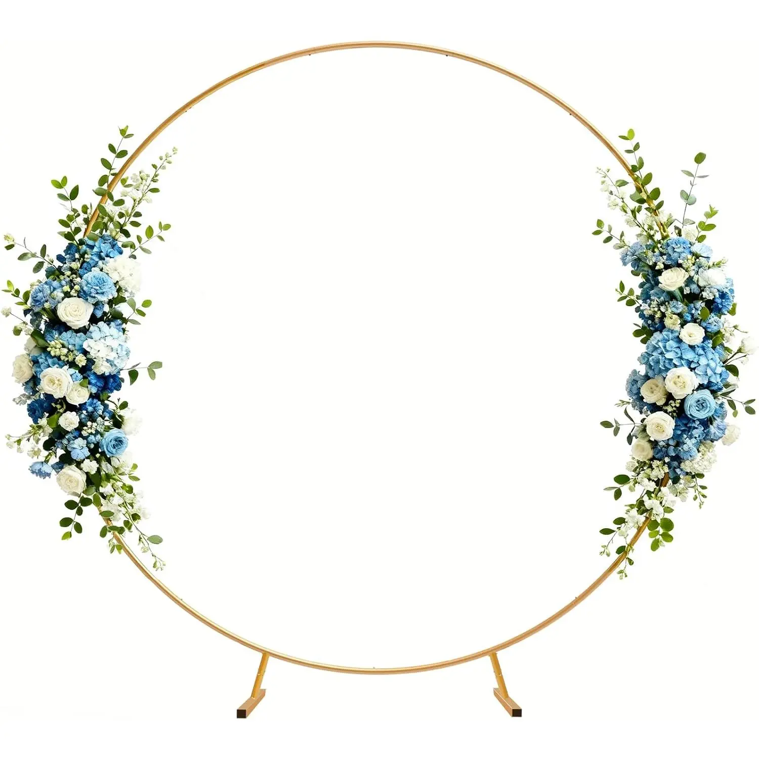Hard Iron Round Circle Backdrop Stand - 6.5ft (200cm) Wedding Arch with Base, Balloon Arch for Wedding, Baby Shower Decoration & Event Decor (Gold)
