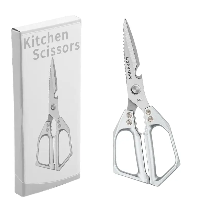 All in One Kitchen Scissor Stainless Steel Sharp Silver Meat Shears Dishwasher Safe Heavy Duty Poultry Shears  Japanese Food Cooking Scissors for Chicken Bones Turkeys Perfect Father Day Gift