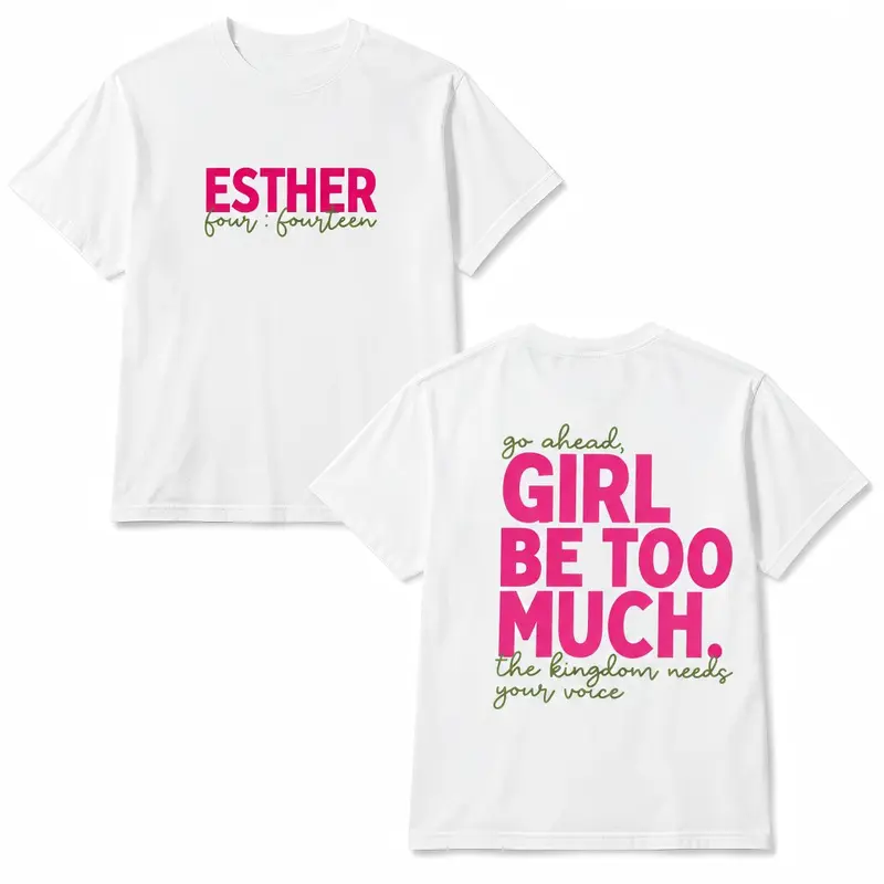 Comfort Colors Unisex Christian Clothing Short Sleeve Round Neck T-Shirt - Bold Graphic, Streetwear, All-Season Sports Top, Church Wear, Front Back Print of Esther/Jesus/Bible Verse, Cold Wash Only