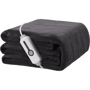 Electric Heated Blanket 72"x84" Full Size Soft Coral Fleece with 4 Heating Levels and 10 Hours Auto-Off Machine Washable Cozy Plush Fabric for Home Women's Gift Dark Gray