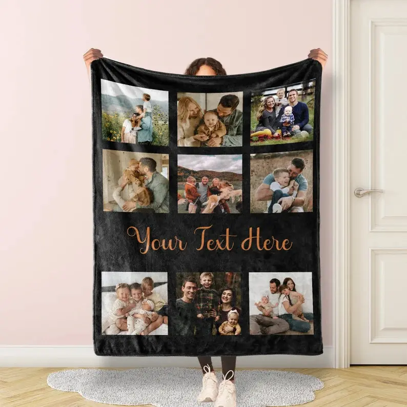 Personalized family Photo Blanket Collage, family Blanket, Picture Blanket With Text, Memorial Blanket, Family commemoration